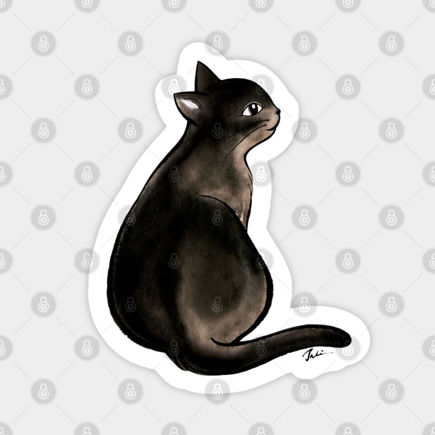 Long tail black cat lady Sticker by juliewu